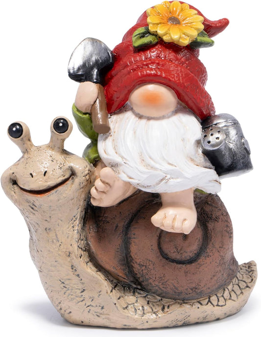 Hodao Spring Garden Gnome Decoration Flower Animal Ornaments Decor Gifts Spring Gnomes for Garden Decorations Summer Elf Figurine Gifts for Mom Outdoor Decor (Red)