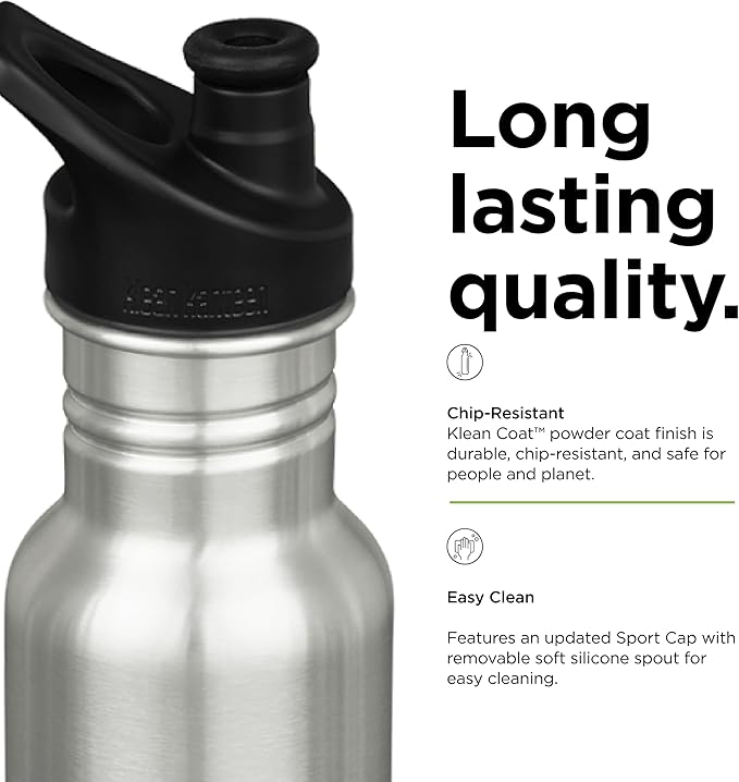 KLEAN KANTEEN Classic Narrow Sport Cap Brushed Stainless Bottle 532Ml, 1 EA