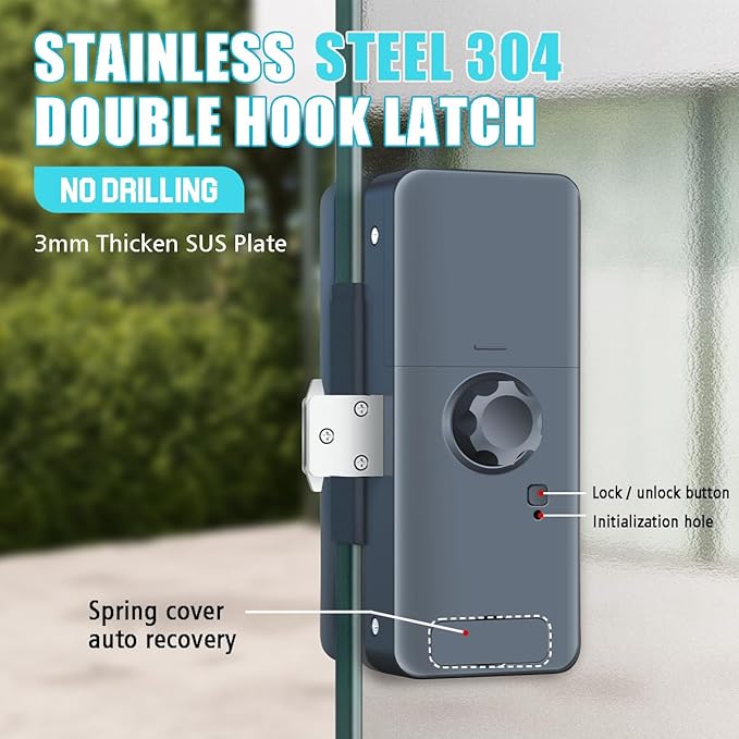 Smart Glass Door Lock WiFi 3D Face Recognition Biometric Fingerprint Digital Keypad Security Keyless Electronic Lock for Frameless Double Door Advanced Smart Lock Technology