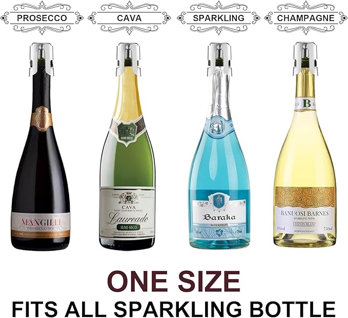 Sparkling Champagne Bottle Stoppers, 3-Pack Champagne Stoppers - Stainless Steel Wine Bottle Stoppers, Champagne Corks Vacuum Wine Storage Aerator Aerator Bottle Cap Sealer
