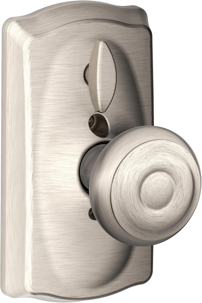 SCHLAGE FE595 CAM 619 GEO Camelot Keypad Entry with Flex-Lock and Georgian Style Knobs, Satin Nickel