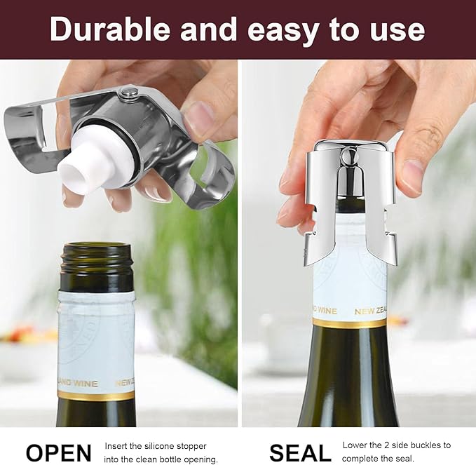 Sparkling Champagne Bottle Stoppers, 3-Pack Champagne Stoppers - Stainless Steel Wine Bottle Stoppers, Champagne Corks Vacuum Wine Storage Aerator Aerator Bottle Cap Sealer