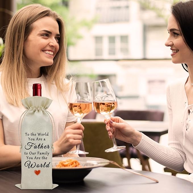 Sazuwu Funny Dad Gifts from Kids Wine Bag Happy Birthday Daddy Gifts from Daughter Fathers Day Gift from Son Wine Bottle Storage Bag Father Retirement Gift Wine Accessories Gifts for Wine Lovers