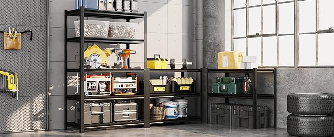 5-Tier 35" W x 15.8" D x 72" H Garage Shelving 3000LBS Storage Shelves Heavy Duty Metal Shelf Unit Adjustable Basement Industrial Storage Racks