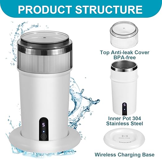 HydroHealth Hydrogen Water Bottle - Stainless Steel,Hydrogen wate， Large Capacity, Wireless Charging, LED Display - Perfect for Home, Office, Fitness, and Travel - Gift of Health
