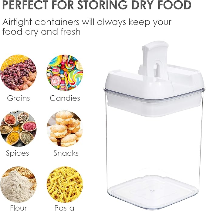 Vtopmart 6 PCS Airtight Food Storage Containers, BPA Free Plastic Snack Containers with Easy Lock Lids, for Kitchen Pantry Organization and Storage, Include 24 Labels, 0.8L
