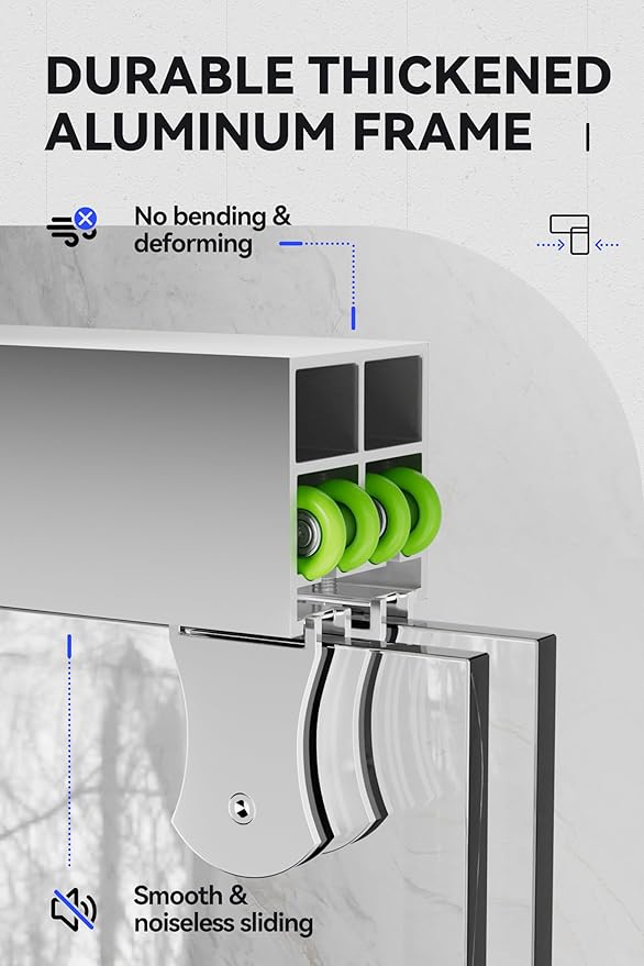 Bathtub Double Sliding Shower Door 55-59 in,Water Repellent Tub Shower Door,Shower Doors for Bathtub,with 5/16"(8mm) Clear Tempered Glass,Explosion-Proof Film,Stainless Steel Frame,Silver