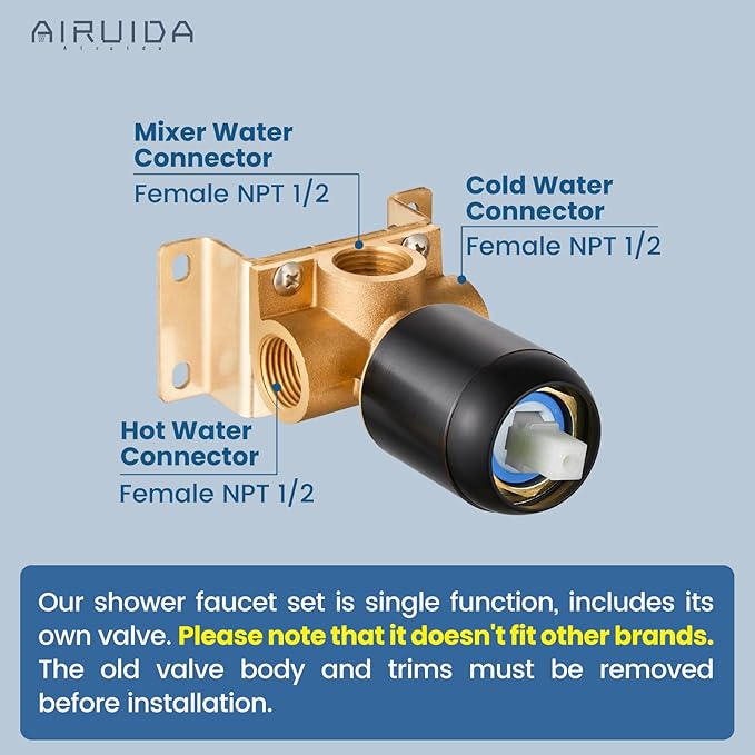 Airuida Shower Faucet Set,8 Inch Round Rainfall Shower Head,SUS304 Stainless Steel Single Handle Shower Trim Kit,Wall Mount Bathroom System with Female Threads Valve Oil Rubbed Bronze