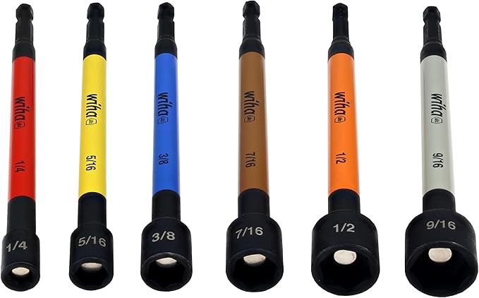 Wiha 70486 Color Coded Magnetic Nut Setter SAE 6 Pc. Set