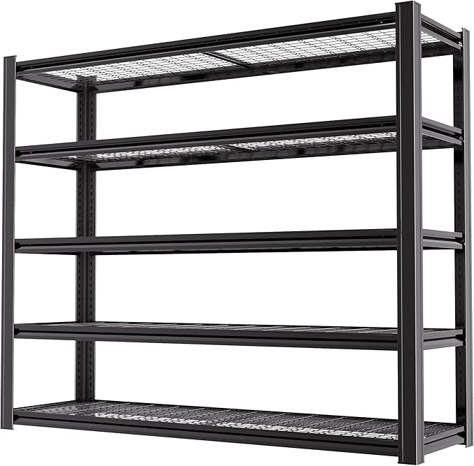 62" W x 24" D x 84" H Garage Shelving Heavy Duty Metal Shelving 3500LBS Storage Shelves Adjustable Metal Shelves for Storage Industrial Garage Shelves for Warehouse Basement