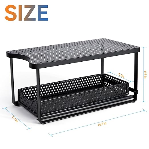 Water Dispenser Stand for Countertop-Metal Black Water Filter Stand 14.5"x7.7"x6.9",with Drawers Suitable,Compatible with Brita Water Pitcher and Zerowater Pitcher