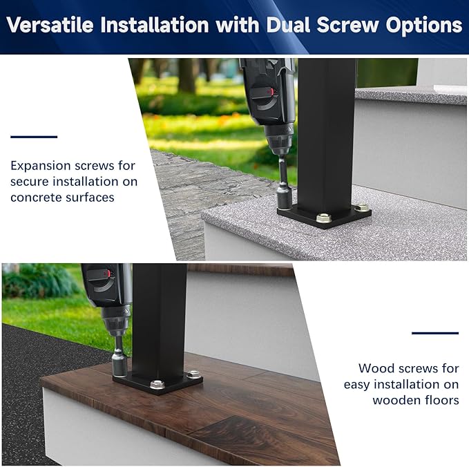 2.56 in. x 2.56 in. x 39 in. Porch and Deck Railing Post with Screws, Aluminum Railing Post, Black Textured Outdoor Powder-Coat Finish Stair Post for Decks, Porches & Balconies (1 Post)