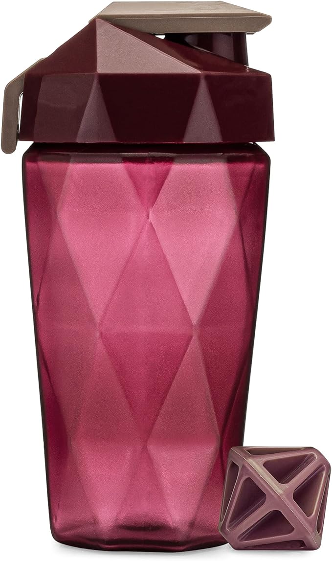 Classic 20oz Blender Shaker Bottle | Protein Shaker Bottle with Diamond Agitator | Shaker Cup with Carrying Handle and Dishwasher Safe | Maroon - 20-Ounces