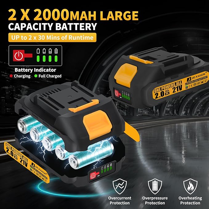 120Nm Cordless Ratchet Wrench, 3/8" 89 FT-LBS Brushless Ratchet Set with 2 x 2.0A Battery, 21V Electric Matraca Electrica with Variable Speed 7Sockets,1/4" Adapter,1/2" Adapter,3" Extension Bar