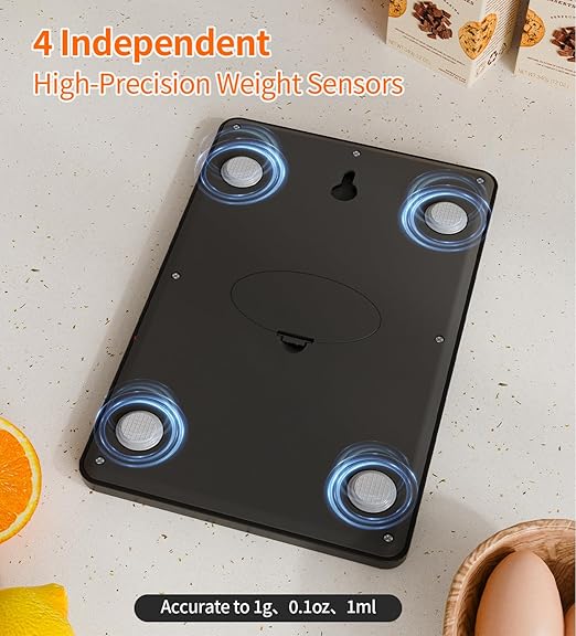 Food Scale -33lb Digital Kitchen Scale for Food Ounces Grams Rechargeable 304 Stainless Steel,Batteries and Type-C Charging | Perfect for Meal Prep, Cooking, and Baking, Black, Larger Size