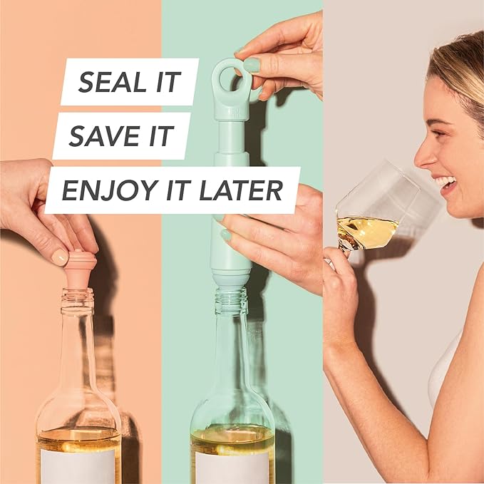 Vacu Vin Wine Saver Vacuum Reusable Stoppers - Set of 4 - Designed and Made in the Europe - Keep Wine Fresh for Up to a Week with Airtight Seal - Compatible with Vacu Vin Wine Saver Pump