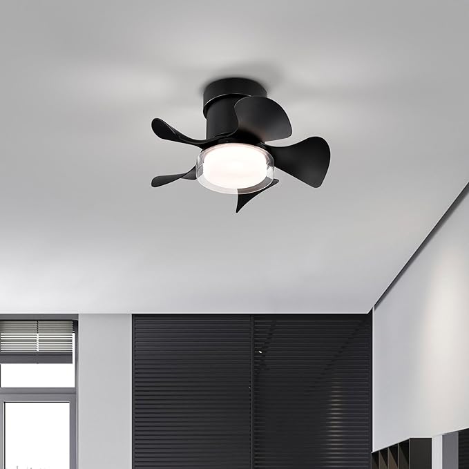 NicBex Ceiling Fan 21 Inch Stylish Design Ceiling Fan with 3 Color Lights Ceiling Fans with 5 Blades and Remote Control Ceiling Fan for Bedroom, Living Room, Matte Black