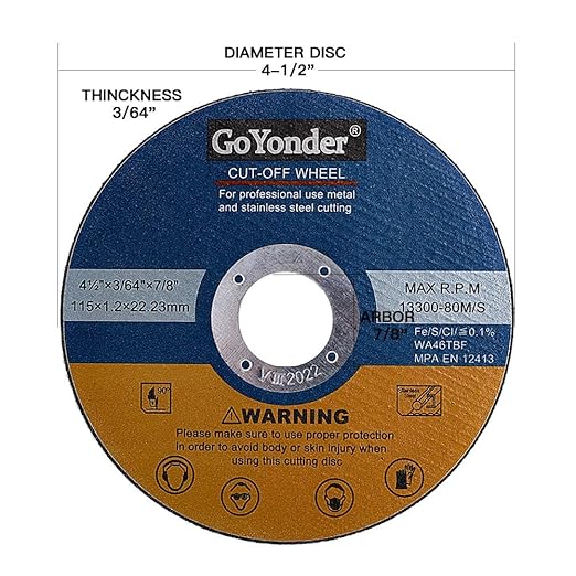 GoYonder 25 Pack 4 1/2 cutting Wheels for Metal,Stainless Steel,4.5" x 0.045 x 7/8 Ultra Thin Cut-Off Wheel for Angle Grinders-blue