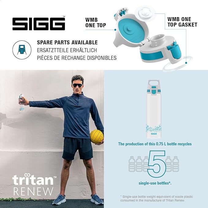 SIGG - Tritan Renew Transparent Water Bottle - Total Clear ONE MyPlanet - For Carbonated Beverages - Dishwasher Safe - With Fruit Strainer - Leakproof & Lightweight - BPA Free - 17 Oz / 25 Oz / 51 Oz