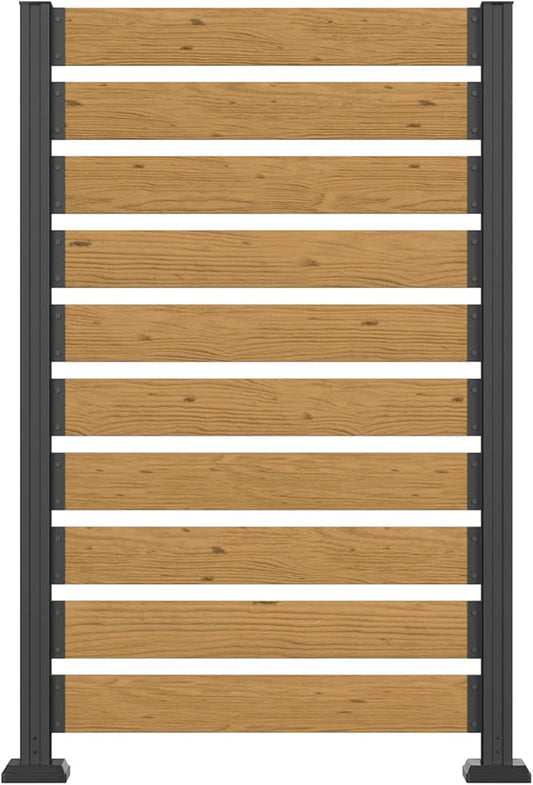 MUPATER 5ft H×3.3ft W No Dig Wooden Privacy Screen,2 Way to Use,Ideal Outdoor Privacy Wall Suit for Hard Ground and Soil,Aluminum Post,Privacy Screen for Hide Trash Cans,AC Fence,Natural (1 Panel)