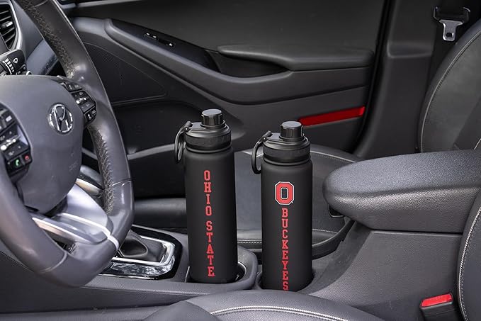 Ohio State Water Bottle - Black Double Walled Stainless Steel 24 oz Keeps Drinks Cold or Hot
