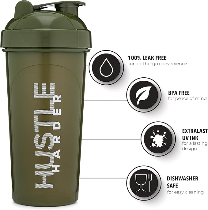 GOMOYO [2 Pack] 28 Ounce Shaker Bottle with Motivational Quotes | Protein Shaker Cup with Mixer Agitators | Blender Shaker Bottle for Protein Mixes and Pre-Workout | Dishwasher Safe