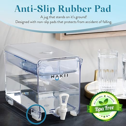 Nakii Water Filter Dispenser with 2 Filters - 18-Cup Water Dispenser with 300 Gallons Capacity Long-Lasting NSF-Certified Filters for Cleaner and Healthier Drinking Water - Faster Filtration, BPA-Free