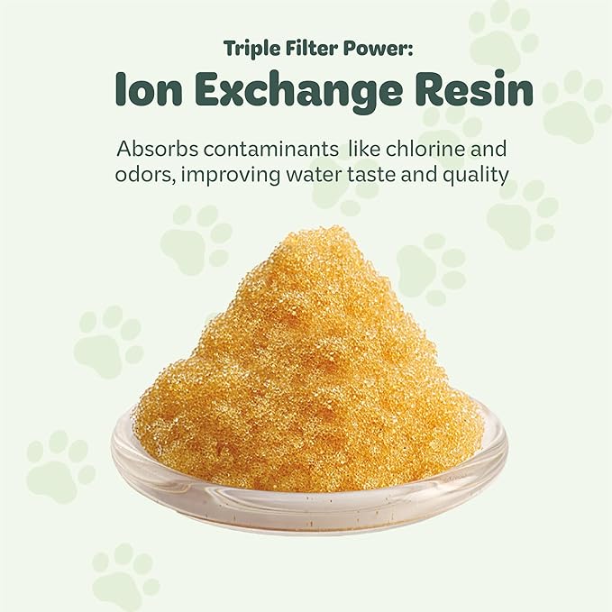 Desired Things 6 Pack Water Filter Replacement with Activated Carbon & Ion Exchange Resin for Controlling Chlorine & Odor in Your Dog and Cat Water Dispenser, Compatible with Most Pet Water Dispensers