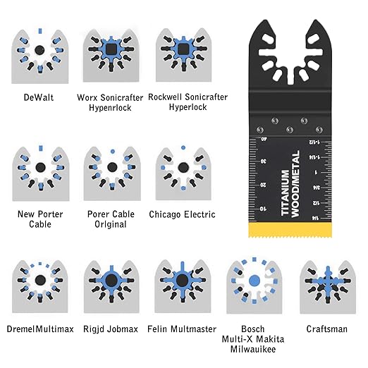 26pcs Oscillating Saw Blades Titanium Multitool Blades for Wood Plastics Metal oscillating Tool Blades Kits Fit Rockwell Ridgid Ryobi Milwaukee Chicago Craftsman Dewalt