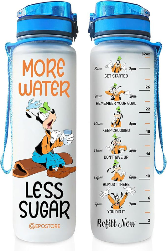 Dog Cartoon 32 Oz Water Tracker Bottle, Insulated Water Bottle with Cute Dog Character