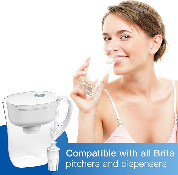 3-Pack Standard Water Filter Replacements for Brita® Water Pitchers and Dispensers, NSF Certified to Reduce Chlorine and Bad Taste, BPA free