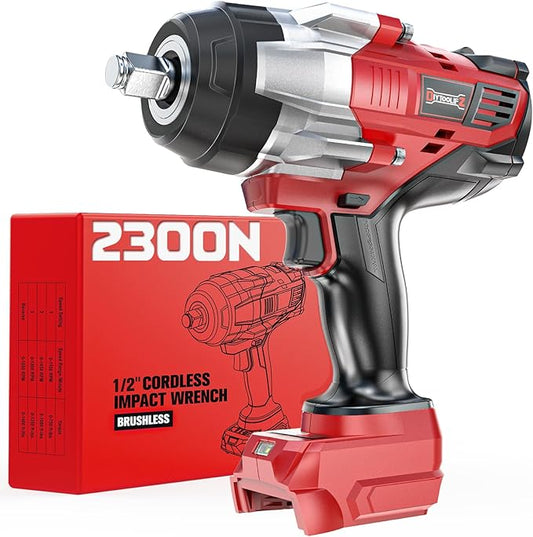 Cordless Impact Wrench 1/2 inch Compatible with Milwaukee 18v Battery, 1700 Ft-lbs High Torque Impact Driver, Brushless Electric Impact Gun with 4 Modes & LED Light for Car, Truck, Mower(Bare Tool)