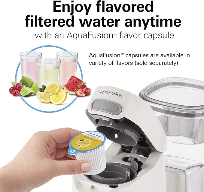 Hamilton Beach AquaFusion Electric Countertop Water Purifier & Filter 64 oz. Pitcher, Compatible with Flavor Capsules, White (87320)