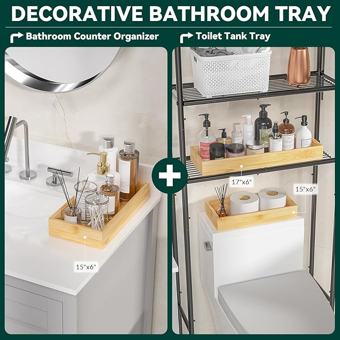 Bamboo Drawer Organizer, Narrow Stackable Cutlery Tray for Kitchen, 2 Pcs Silverware & Utensil Box, 12" x 3" x 2" (Outer), 11.3" x 2.3" x 1.77" (Inner)