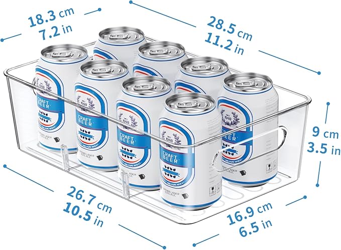 6 Pack Pantry Organizers and Storage,Clear Plastic Containers with 2 Dividers for Kitchen,Fridge Organization and Storage,Acrylic Bins for Pounches,Spice Packet,Snack organzier