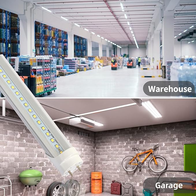 2FT T8 LED Tube Light,12W(30W Equivalent), 1560LM,Led Replacement F20T10 T20T12 Flourescent Tube,5000K, Dual Ended Power, Clear Cover(4-Pack)