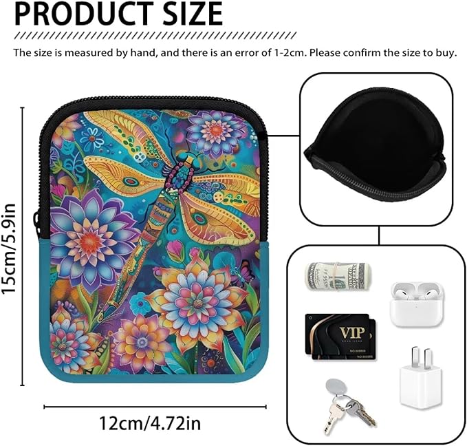 Dragonfly Boho Flower Stanley Cup Pouch with Adjustable Strap Water Bottle Storage Bag 20oz-40oz IceFlow Tumbler Pouch for Stanley Accessories