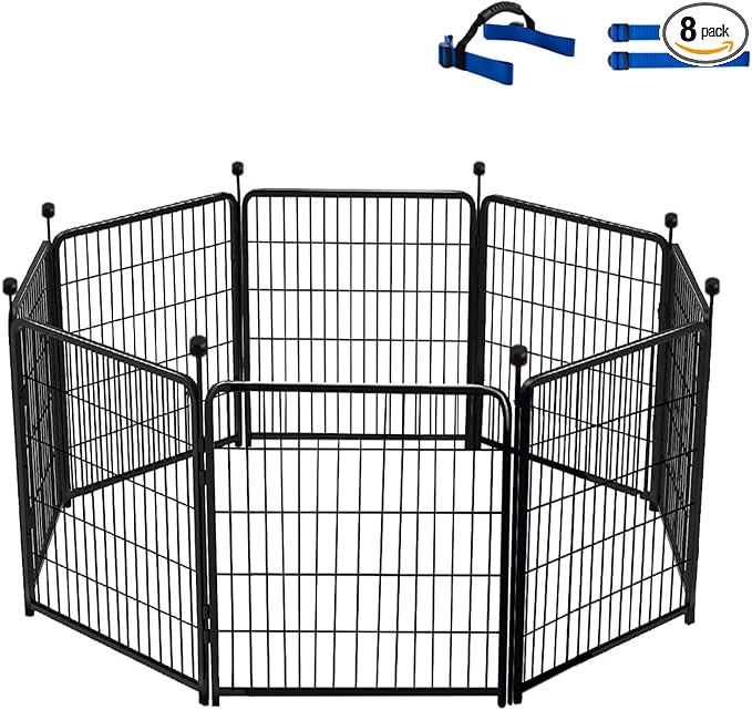 Tall Garden Fence Without Gate, 54 in(H) Dog Fences for The Yard, 8 Panels Total 17.7 Ft(L) Outdoor Dogs Fence, Modular Fencing,Dogs Fences Outdoor for Yard. Garden Fencing