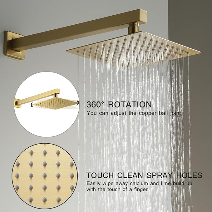 Shower Faucet, Black Shower Faucet Set with 8-Inch Rain Shower Head, Single-Handle Shower Trim Kit, Black Shower Head and Handle Set （Valve Included)
