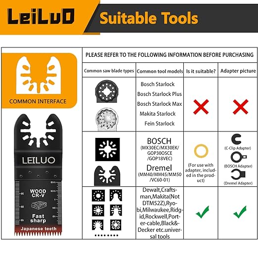LEILUO 15Pcs Oscillating Saw Blades Japanese Teeth Multi Tool Blade Fast Cutting Wood Extra Long Oscillating Tool Blades Compatible with DeWalt Makita & More