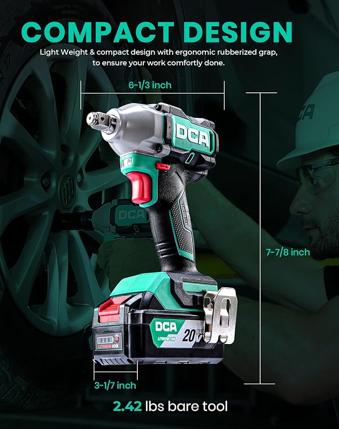 20V Brushless Impact Wrench with 4.0Ah Battery, 1/2 Inch Hog Ring Cordless Impact Gun, 235 Ft-lbs High Torque, 4-Mode Power Wrench for Automotive and DIY