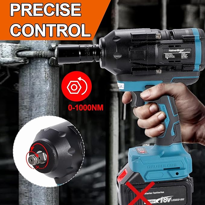 1000N.m(738FT-lbs) Cordless Impact Wrench for Makita 18V Battery,1/2 inch Brushless Electric Impact Driver Gun for Truck,Heavy-duty Project