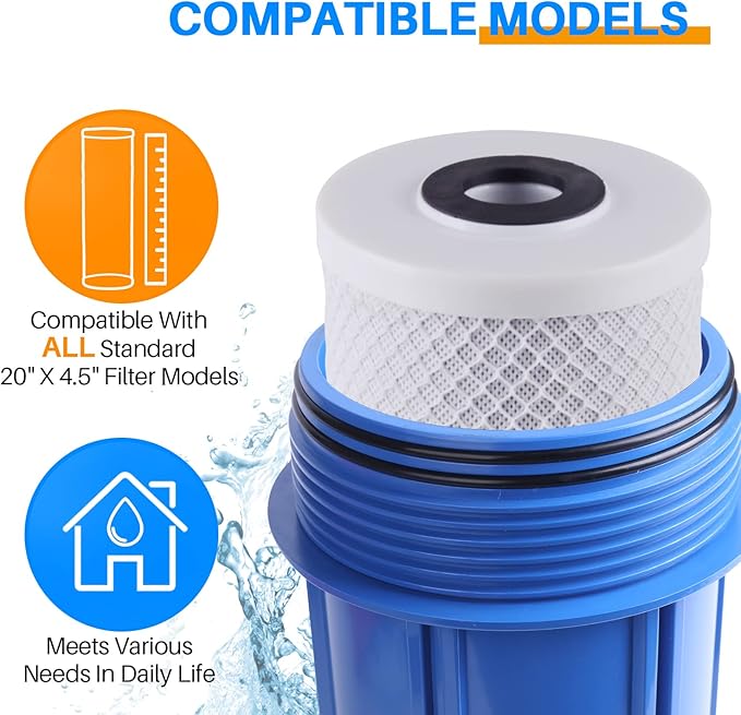 PUREPLUS 5 Micron 20" x 4.5" Whole House Coconut Shell Activated Carbon Water Filter Replacement Cartridge, Compatible with EPM-20, CB-20, 155783-43, FC25B, 1 Pack