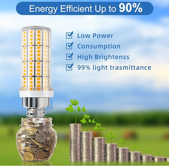 E12 LED Candelabra Light Bulbs, 200W Equivalent Chandelier Bulbs, 3000K Daylight White Non-Dimmable E12 LEDs Bulbs, 20W LED Light Bulb for Chandeliers, Ceiling Fan, Pendant, Wall sconces, Pack of 4