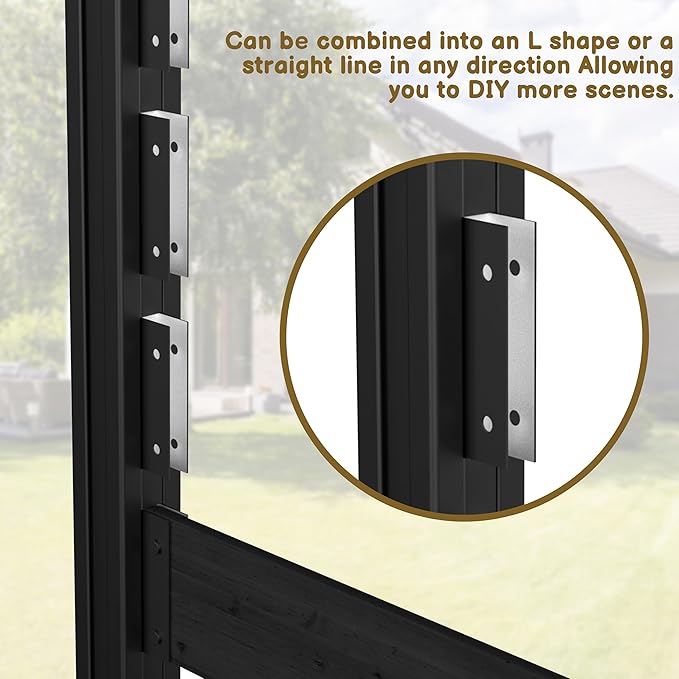 78” W x 60” H Wooden Air Conditioner Fences for Hard Ground & Soft Ground, 2 Outdoor Garden Fences, Privacy Screen Panels with Aluminum Stakes, Trash Can Pool Equipment Enclosure, Black