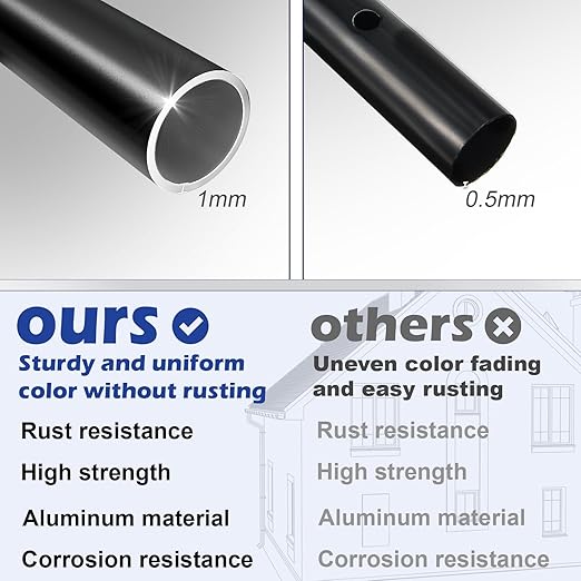 100 Pack 26" Aluminum Deck Balusters Round Black Deck Railing Stair Porch Staircase Spindles 3/4" Diameter Balusters Outdoor