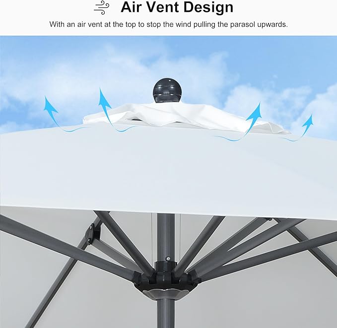 PURPLE LEAF 10' x 10' Square Patio Umbrella Outdoor Table Umbrella Aluminum Frame Market Umbrella Sun Umbrella with 8 Sturdy Ribs for Garden Deck Lawn Pool White