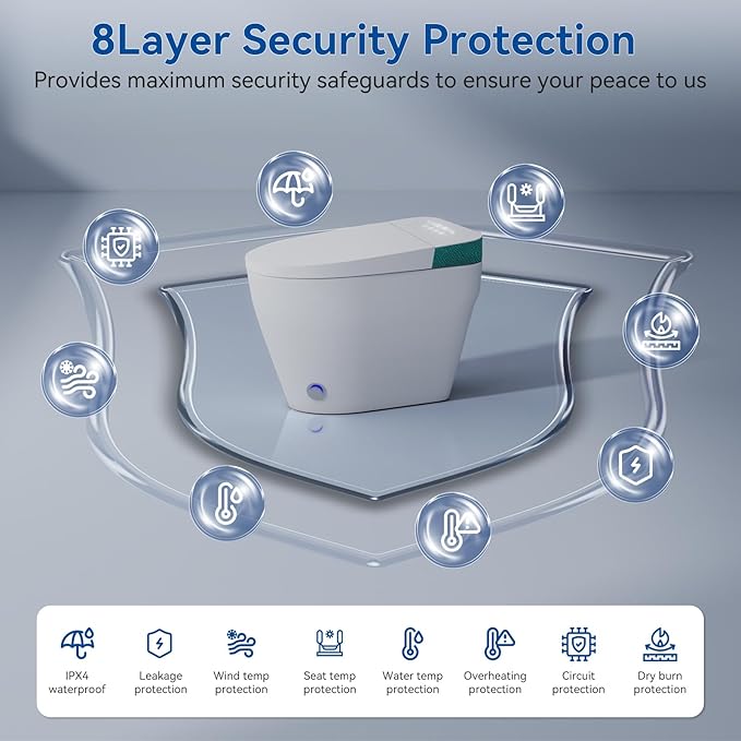 Smart Toilet with Bidet Built In, Elongated Heated Seat, Warm Water & Dryer, One Piece Bidet for Bathrooms, Modern Smart Toilet with Auto Flush, Night Light, LED Display, and Remote Control