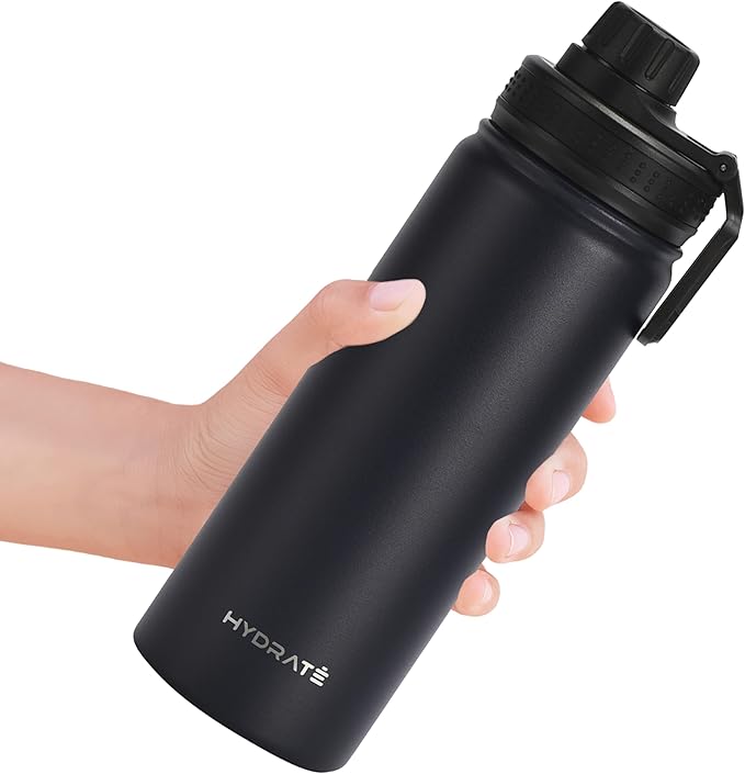 HYDRATE Insulated Stainless Steel Water Bottle - Large Reusable Flask with Leak-Proof Design and Convenient Handle - Double Vacuum Insulation for School, Work, or Adventure