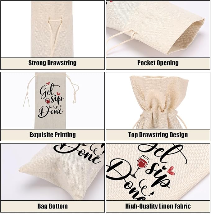 Funny Wine Quotes Wine Bag Wine Tasting Party Supplies for Wine Lovers Women Men Bride Groom Friend Granny Christmas Birthday Wedding Bachelorrette Party Wine Bags